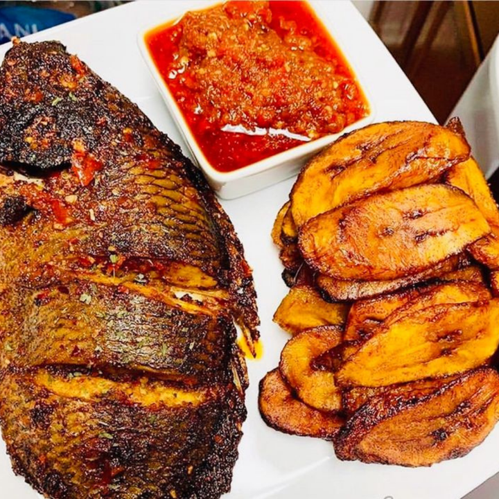 Plantain with Grilled fish And Sauce (combo)